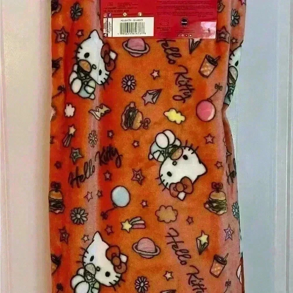 Hello Kitty Orange Cloud Hamburger Soft Throw Blanket 60x70 NEW